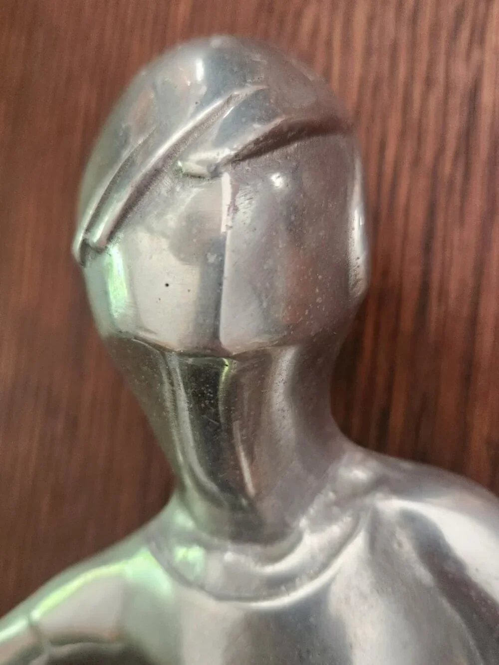 Vintage 1973 Chris Petersen Aluminum Sculpture Man Boy With Dog Mid Century MCM